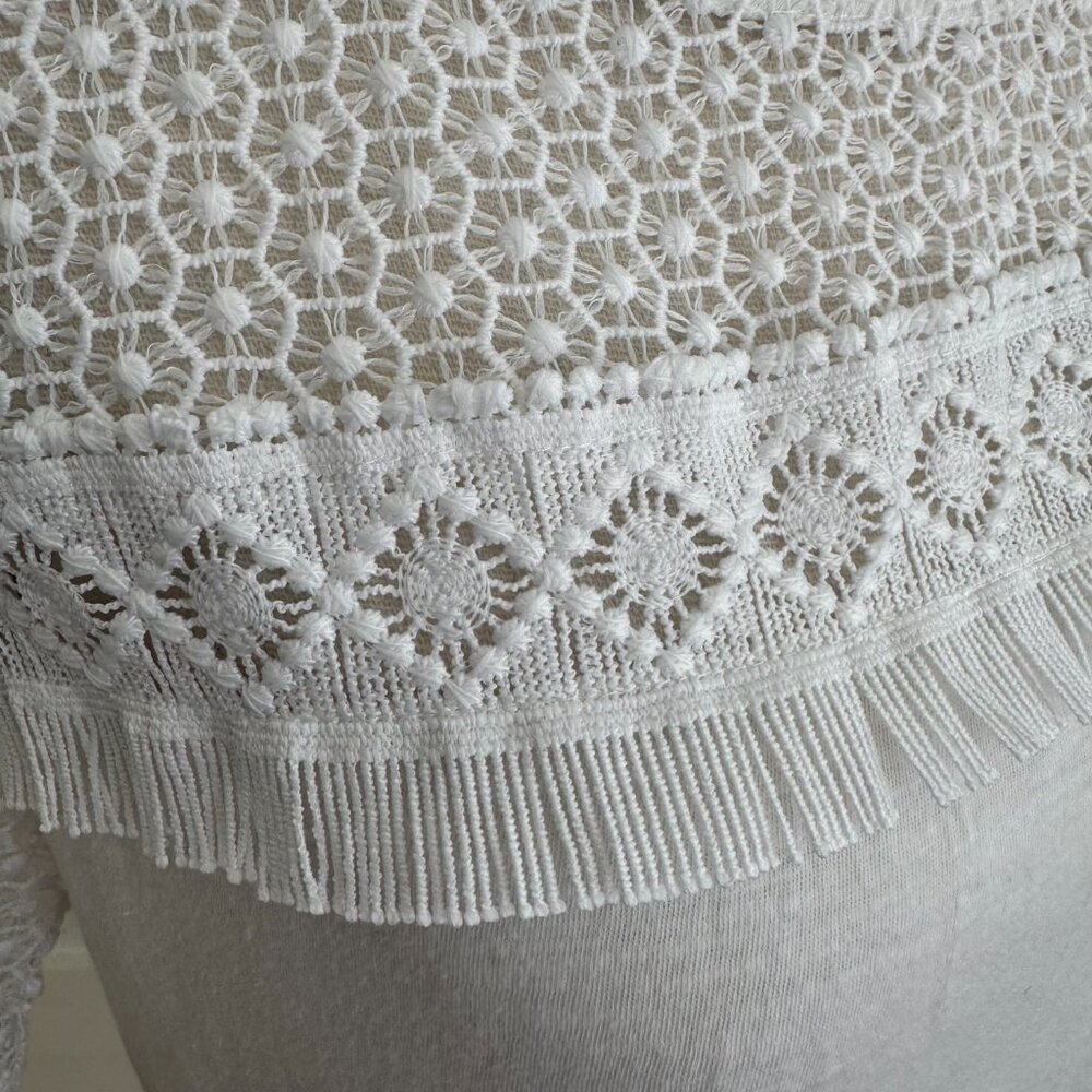 LOFT Boho cotton T with finely crocheted yoke and sleeves - size S - Picture 4 of 7